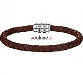 Echtleder-Armband geflochten 6mm mit Magnetverschluss aus Edelstahl Farbe: hellbraun