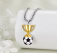 Fußball-Halskette, 925 Sterlingsilber mit Flammen-Design