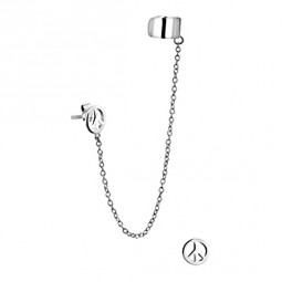 Peace Klemm-Oberohr-Ring Sterling Silber mit Kette