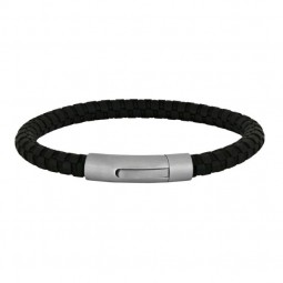 Herren Armband massiv echt Kalbsleder schwarz