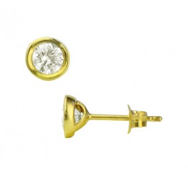 Gold Unisex Ohrschmuck-Ohrstecker Zirkonia, 585/14 K Gold