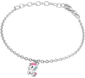 Einhorn Charm Armband für Mädchen 925 Sterlingsilber rhodiniert 13-16 cm