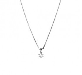 Damen Kette 925 Silber Solitär Anhänger rund Halskette