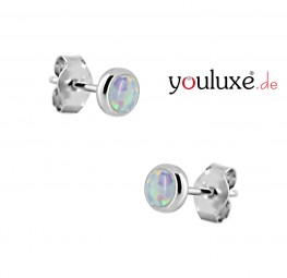Gold (14 Karat) Ohrschmuck im Ohrstecker-Stil aus Weißgold mit Opal