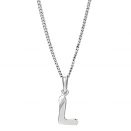 Buchstaben Kettenanhänger "L" aus 925 Sterling Silber rhodiniert (mit Panzerkette)