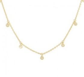 Collier Halskette mit 8 kleine Zirkonia Anhänger 925 Silber vergoldet 45cm