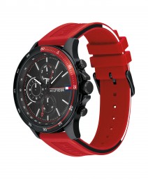 Tommy Hilfiger 1791722 Herren-Armbanduhr Bank Rot / Schwarz
