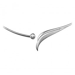 Klassisches Damen Spann Collier silber mit weißem zirkonia