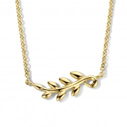 Damen Collier Blatt 925 Silber Goldplattiert