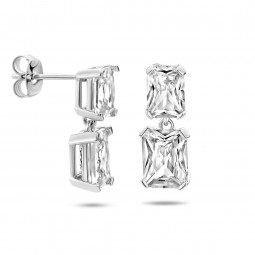 Damen Ohrstecker Hänger 925 Silber eckig