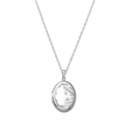 Anhänger mit Kette 925 Sterling Silber aufklappbar Medaillon mit Blumen