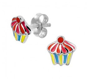 Kinderohrstecker aus Silber emailliert Rhodium Ohrstecker Ohrringe Kinder, Mädchens, Damen