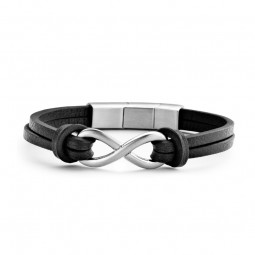 Armband Unendlichkeit Infinity aus Leder - Schwarz