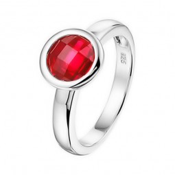 Roter Damenring aus 925 Sterlingsilber rhodiniert