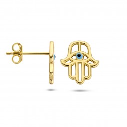 Damen Ohrstecker Gold Fatima Hand 925 Silber