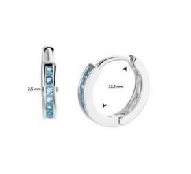 Creolen Ohrringe aus 925 Silber rhodiniert Zirkonia blau hellblau