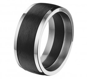 Edelstahl Ring Herren Schwarz mit Carbon