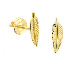 Damen Ohrringe Ohrstecker echt Gold 585 Motiv Feder 14 kt