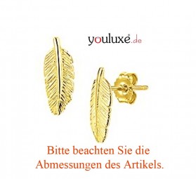 Ohrstecker Ohrring Schmuck Feder echt 925 Silber Gelbgold plattiert