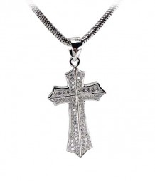 Kreuz Anhänger Rhodiniert 925 Silber Mikro-Pavé Fassung