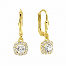 Damen Baguette Ohrhänger,925/-Silber vergoldet mit zirkonia