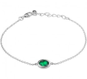 Damen Armband aus 925 Sterling-Silber mit grünen Steinen