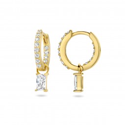 Damen Ohrringe hängend mit Anhänger 925 Silber Goldplattiert