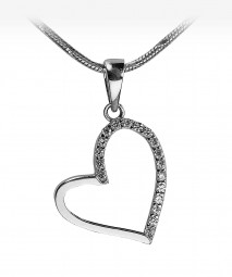 Gold Herz Anhänger 585 Weißgold mit Zirkonia, Glänzend