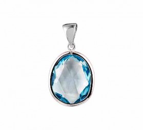 Blautopas Anhänger 585 Weißgold 14K