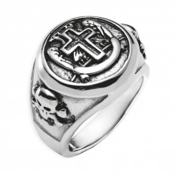 Totenkopf Herren-Ring Kreuz/