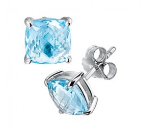 Blautopas Echt im Ohrstecker-Stil aus Sterlingsilber rhodiniert
