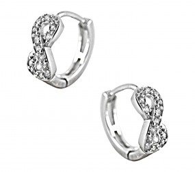 Infinity Ohrringe-Creole , Echt Silber, 925 Sterling Mit Zirkonia