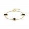 Kleeblatt Armband Goldplattiert echt Onyx aus 925 Sterlingsilber
