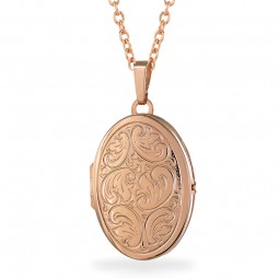 Rosegold Oval einfarbige Medaillon Schmuckanhänger Silber 925/000 rvg.