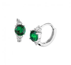Damen Ohrringe Creolen Klappcreolen echt Silber 925 mit grüner synth. smaragd