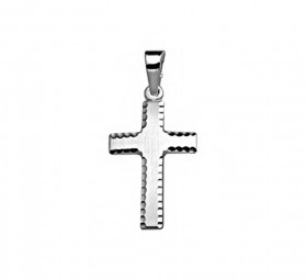 Kreuzanhänger Anhänger Kreuz matt-glänzend, diamantiert 925 Sterlingsilber