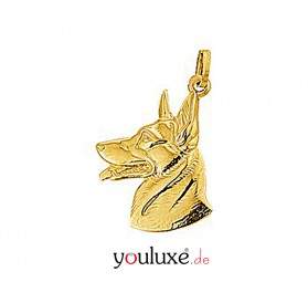 Schäferhund-Anhänger, Gold 585 Hunde Kopf