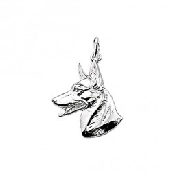 Hundekopf Schäferhund, massiv Sterlingsilber 925