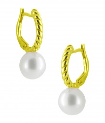 Echt Perlen-Ohrschmuck im Creole-Stil aus Gelbgold 585