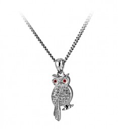 Damen-Halskette mit Anhänger Eule 925 Sterling Silber