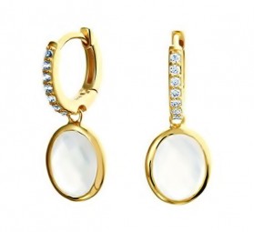 Mondstein Ohrringe Gold 925 Silber Gelbgold plattiert