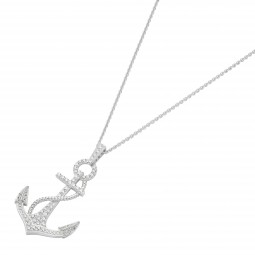 Anker Kette Damen 925 silber weisse zirkonia Halskette für Frauen