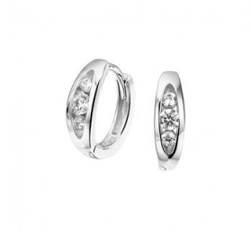 Creole Creolen mit 6 Zirkonia, 925 Silber rhodiniert, für Damen