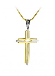 Anhänger Kreuz aus 585 Gold Weißgold & Gelbgold bicolor Goldkreuz