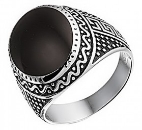 Ring Damenring mit Onyx oval schwarz 925