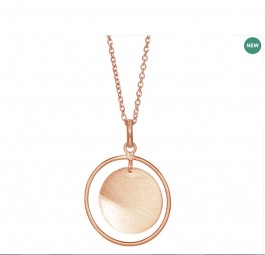 Damen Halskette mit Plättchen Anhänger 2-lagig 925 Sterlingsilber Rosegold Vergoldet