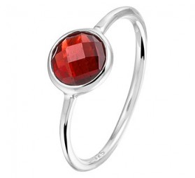 Verlobungsring Granatring (facett) aus 925 Silber rhodiniert