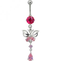 Steel Basicline® Jewelled Butterfly with Drop Bauchnabel Bananabell
