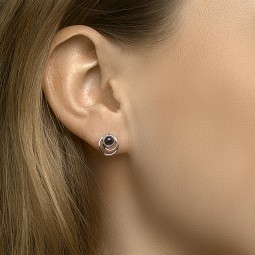 Damen Ohrstecker Onyx 925 Silber