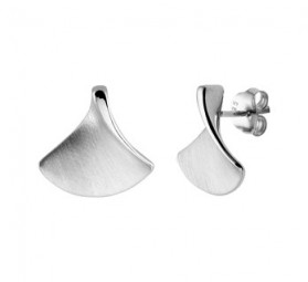 Damen-Ohrstecker Eckig geschwungen gebürstet Sterling Silber 925